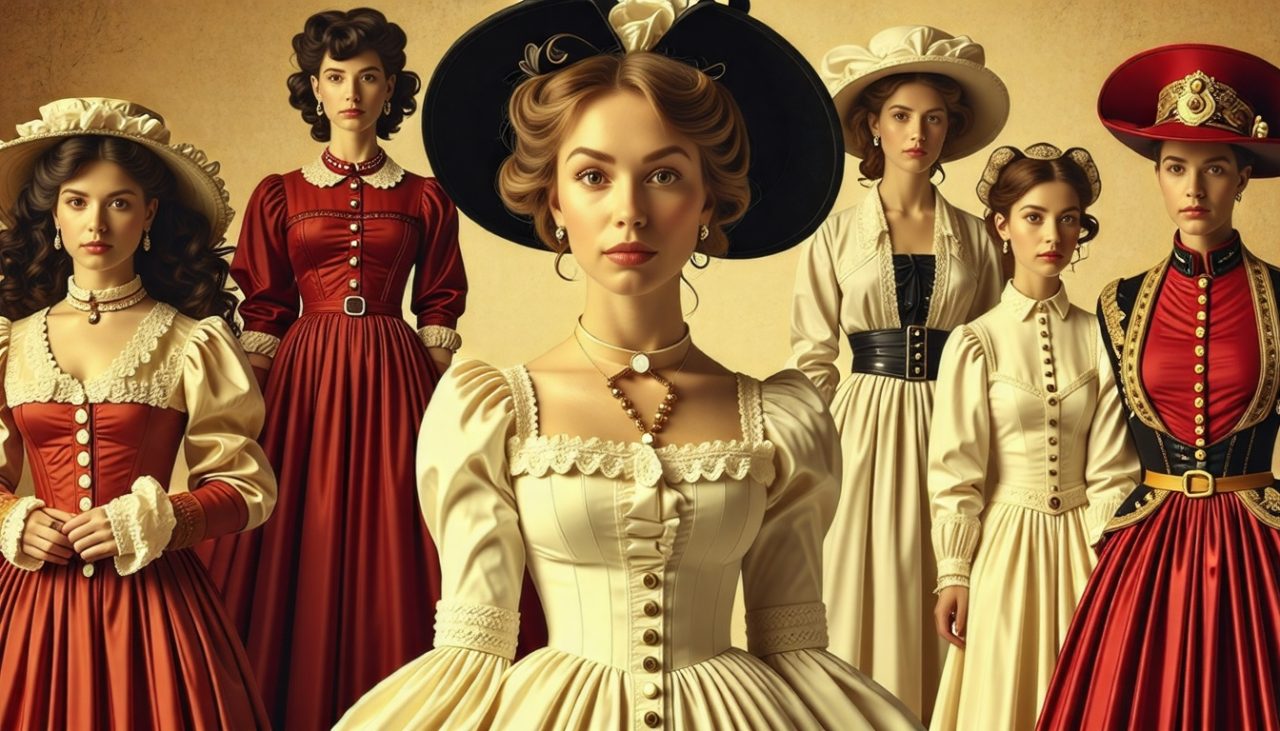 une-femme-vetue-de-vetements-historiques-illustrant-levolution-de-la-mode-a-travers-differentes-epoques-dans-un-environnement-naturel-et-realiste